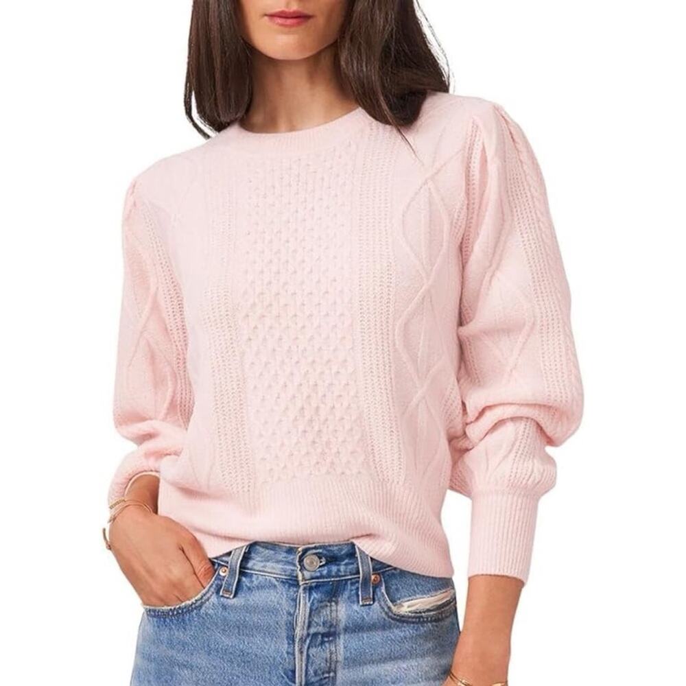 1. STATE Midnight Garden Cable Knit Crewneck Pullover Sweater